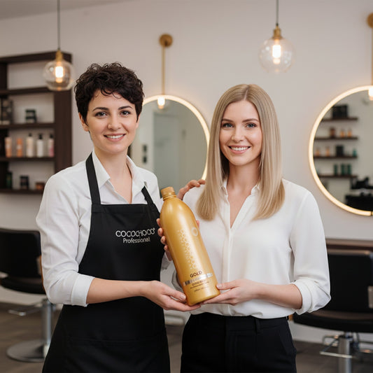 Imposta il trattamento dei capelli oro di cheratina brasiliana 1000 ml e shampoo chiarificante 1000 ml | Cocochoco®