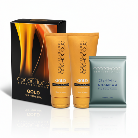 Imposta il trattamento dei capelli oro di cheratina brasiliana 200 ml - per capelli extra / capelli lucidi | Cocochoco®