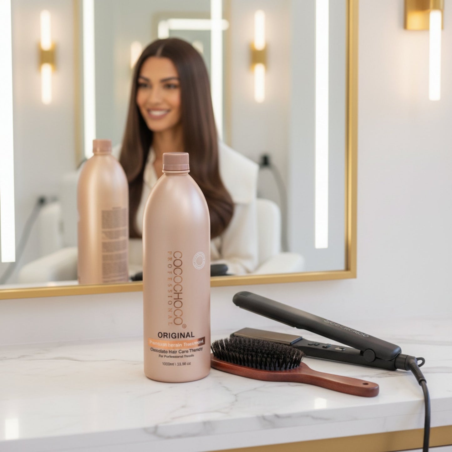 Trattamento dei capelli originale di cheratina brasiliana 1000 ml - per capelli scuri / spessi | Cocochoco®